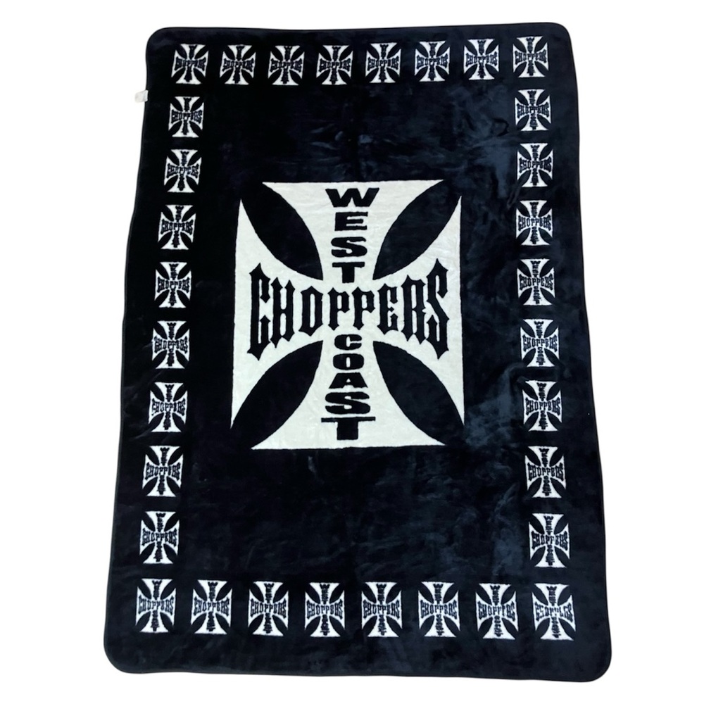 Vintage West Coast Choppers Rare Black and White Blanket Big Throw Thick Fleece
